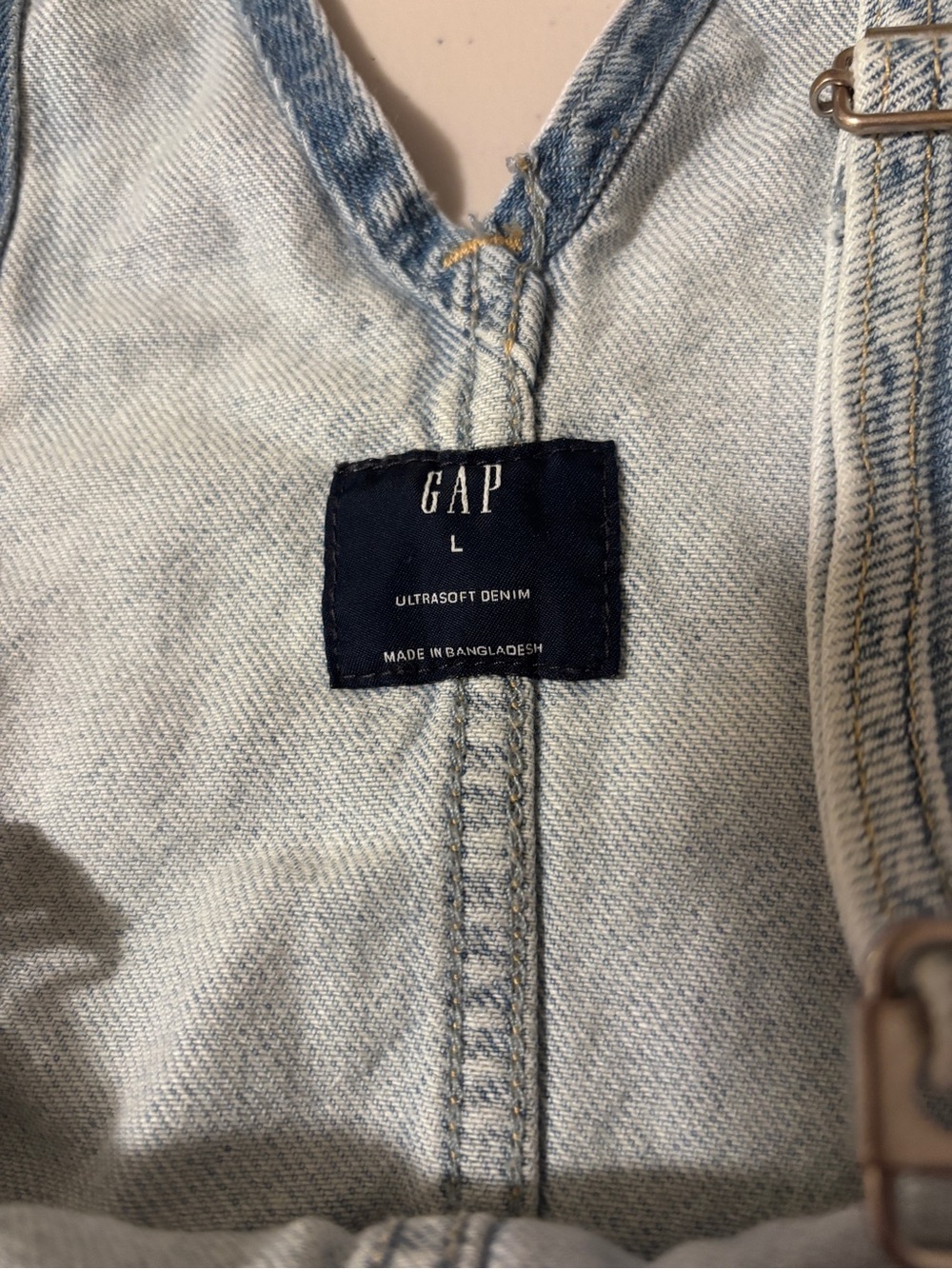 GAP Y2K Baggy Overalls Size Large Light Indigo UltraSoft Denim Jeans Streetwear - Picture 11 of 16